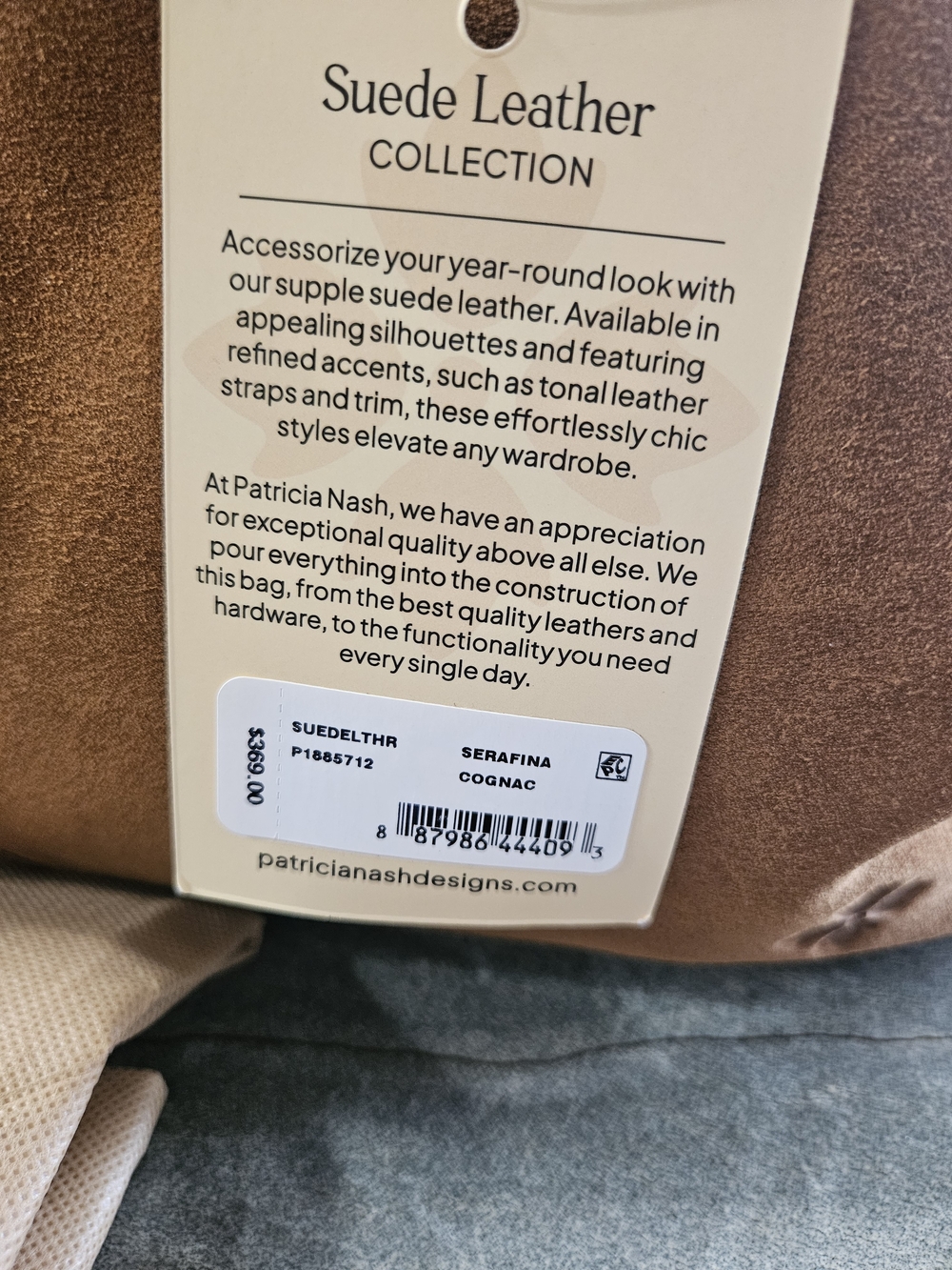 Patricia Nash Serafina Oversized Suede Kisslock Satchel Cognac NWT - Picture 17 of 17
